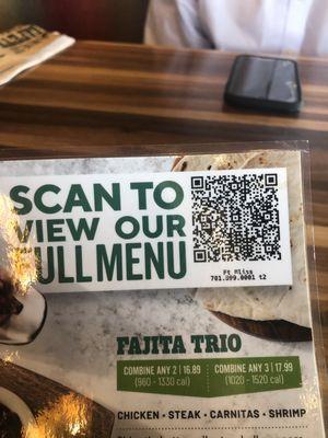 Fort Bliss Menu Scan Code