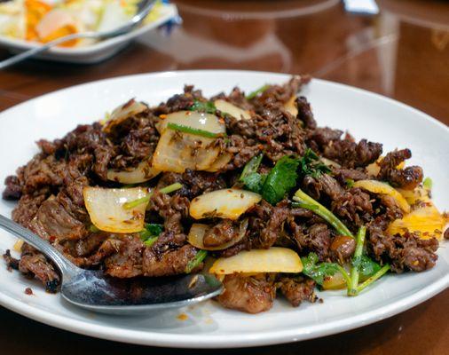 Sauteed Cumin Lamb 孜然羊肉: $18.99; $20.68 with tax.