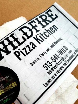 Top of pizza box.