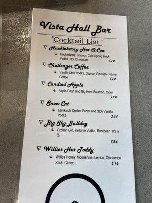 Vista Bar menu