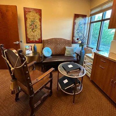 Here is our consultation room where our patients sit with Dr.Mars to discuss the start of their goddess transformation journey!