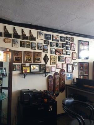 Awards on the wall