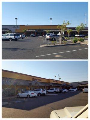 Before and after of a Fry's shopping center