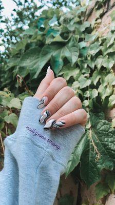 Black and white nails