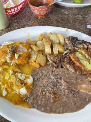 Huevos Rancheros with pork chop