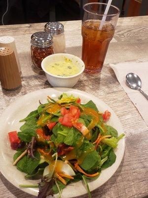 The pizza buffet has a full salad bar, as well as soups.