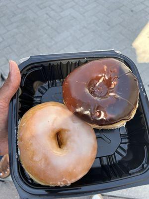 Glaze and chocolate donuts