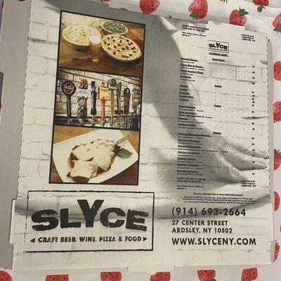 Pizza box/catering menu