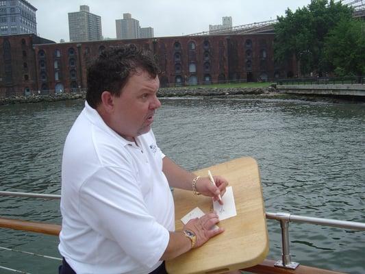 Artist Thomas Kinkade preliminarily sketches the Brooklyn Bridge for his Painting The Spirit of New York back in 2005