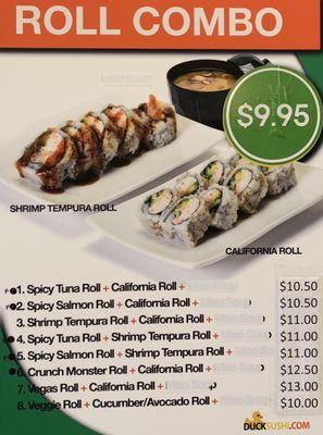 Menu - roll combos