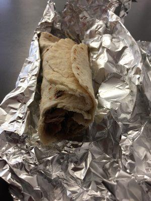 Stew meat burrito! Too small and not much meat not cool!