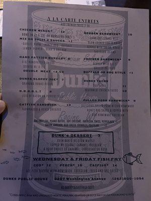 Back of Menu