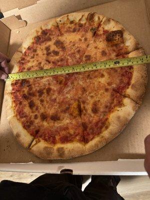 Trying to tell me this is a large pizza. Def a medium but i paid for a large