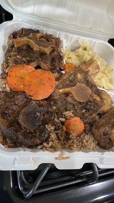 Oxtail Stew Rice and Peas and Canbage