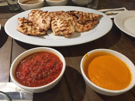 Grilled chicken with sauce sampler