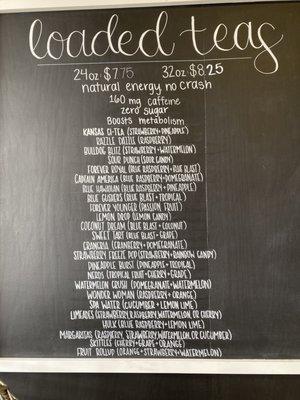 Loaded Teas Menu