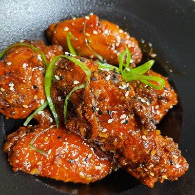 Crispy Jumbo Wings with House Sweet Heat Sauce