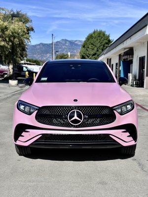 Mercedes GLC wrapped in Satin Pearl Pink.