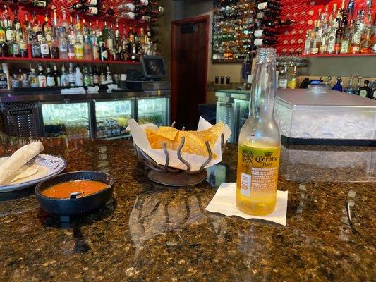 Chips and salsa before the meal, complimentary