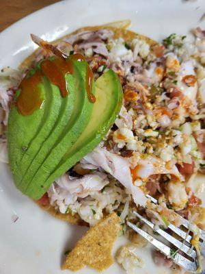 Shrimp and Octopus tostada