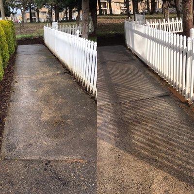 Before and after pressure washing