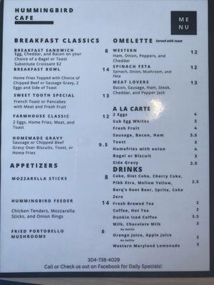 Updated Menu