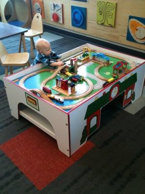 Train table in the kid's section