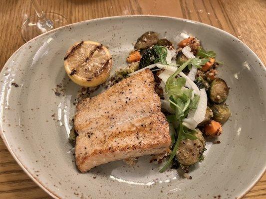 Salmon, Brussels sprout and quinoa