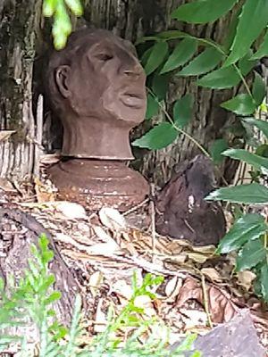 Crazy Pottery Head i bought a few months ago @ the Trailer Flea Market! He's found a home in my garden-