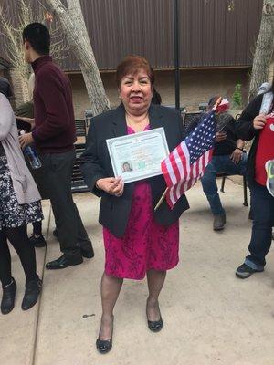 My mother, an official US Citizen! (Matthew 19:26)