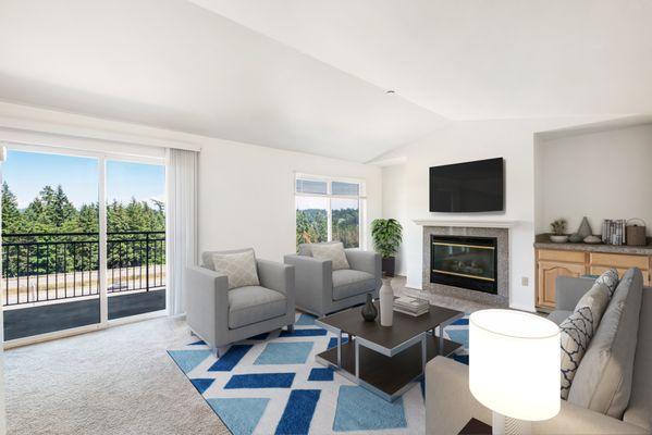 Living Room with sliding glass doors to private balcony.