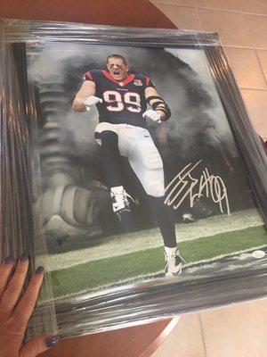 Won JJ Watt signed picture at charity auction.