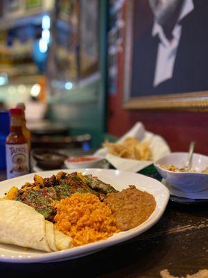 Carne asada dinner plate