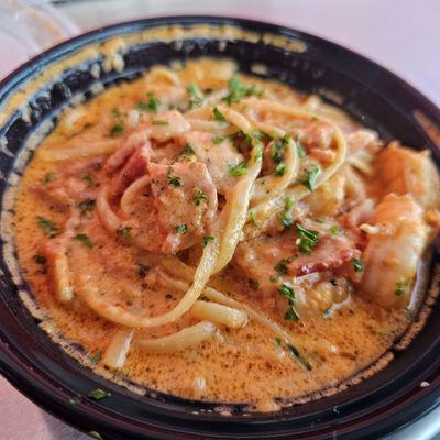 Spaghetti Pasta with Vodka Sauce added Shrimp