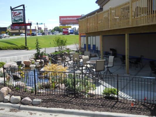 Outdoor deck and pond