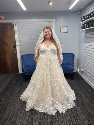 1st picture is with no alteration, the next couple are the multiple appointments and fittings to the last one the day of :)