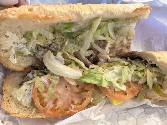 Steak sub with the works.