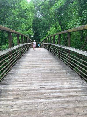 Bridge leading to river trail