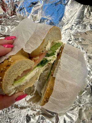 White fish spread bagel sandwich YUM!