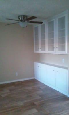 Lots of cabinet space in the kitchen dining area