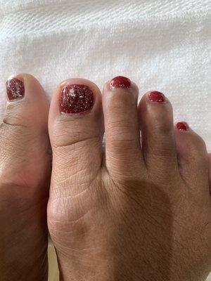 Gel pedicure beautiful with sparkles!!