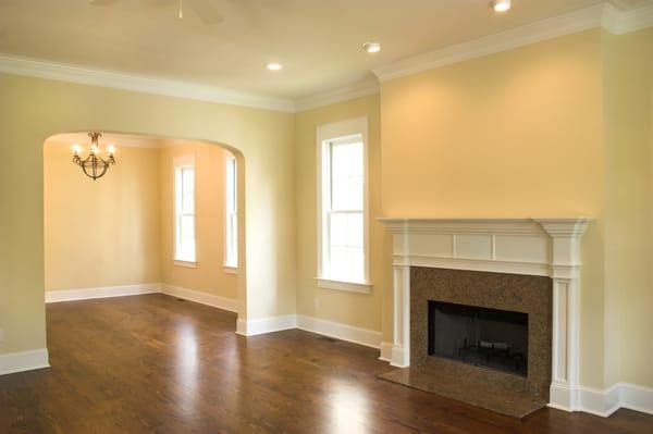 Base board, crown moulding, columns, mantels