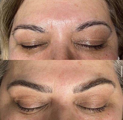 Before and after microblading