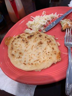 Pupusa with chicken and pork