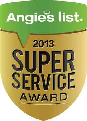 2013 Angie's List Super Service Award Winners. Six Consecutive Years.