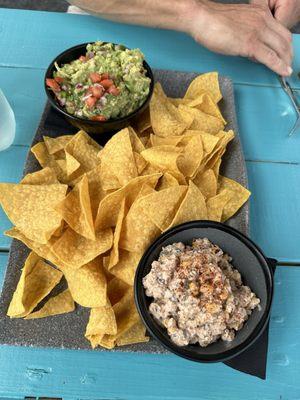 Guac Guacamole and Chips with a side of the corn salsa. Super good.