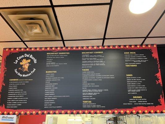 Menu board