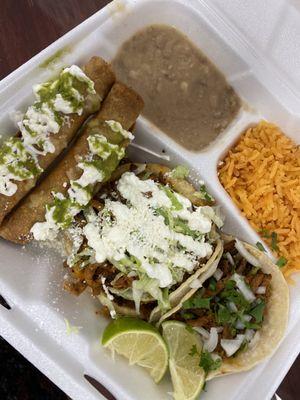 House plate: taquitos, sope, taco