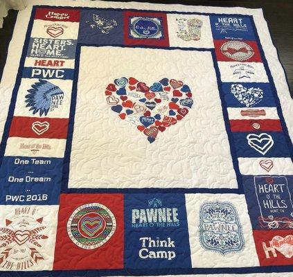 Summer camp / Graduation quilt made of all her T-shirts!