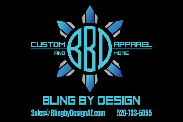 Bling By Design apparel, cheer uniforms, rhinestones, silkscreen, embroidery, one-of-a-kind designs for schools, churches, businesses.